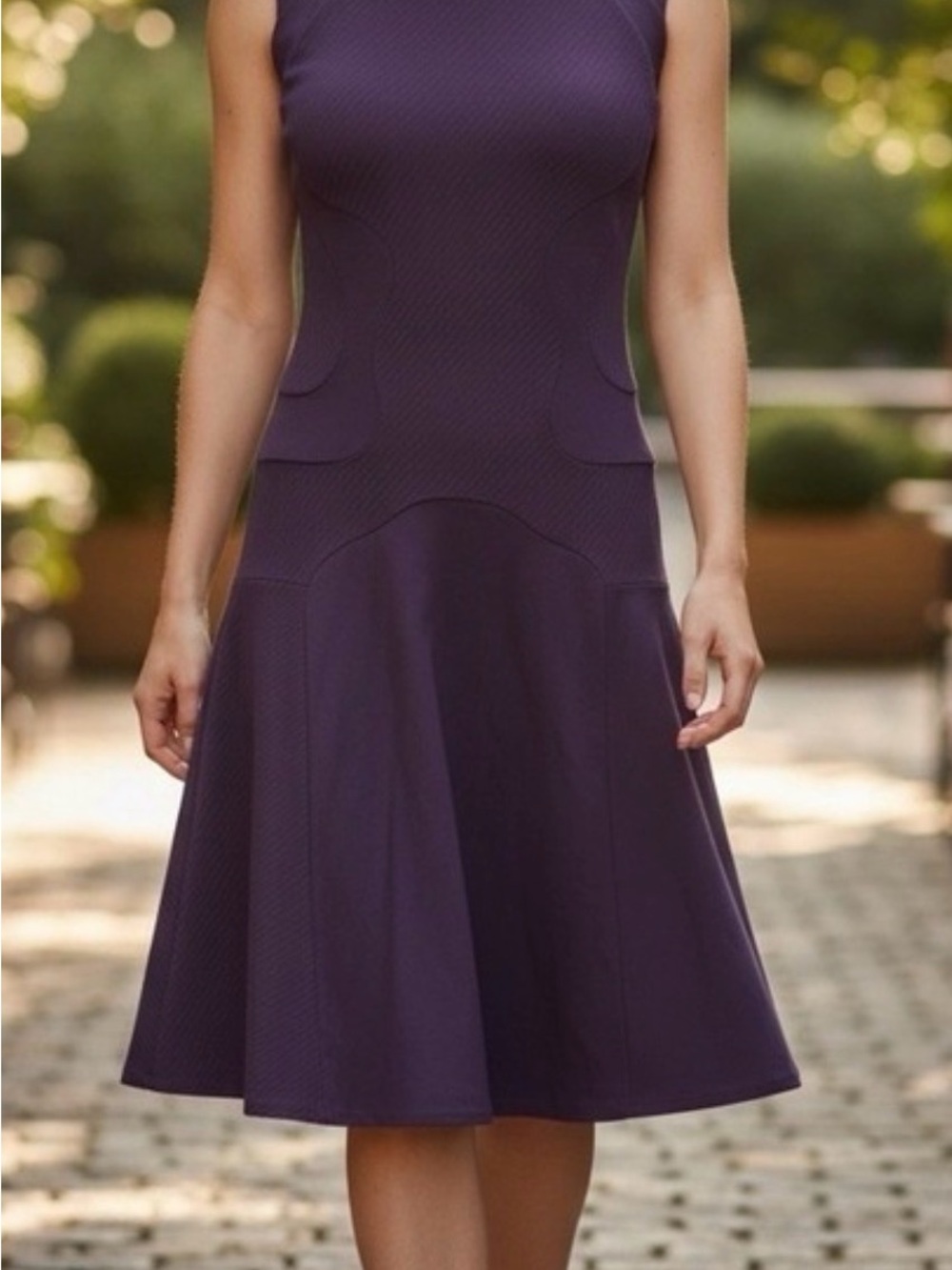 Diane Von Furstenberg Purple Drop Waist Stretch Sleeveless Dress size 4